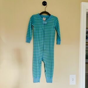 Hanna Andersson Light Blue and Green Striped Zippy